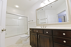 The Imperial bathroom offers title flooring and a large vanity.